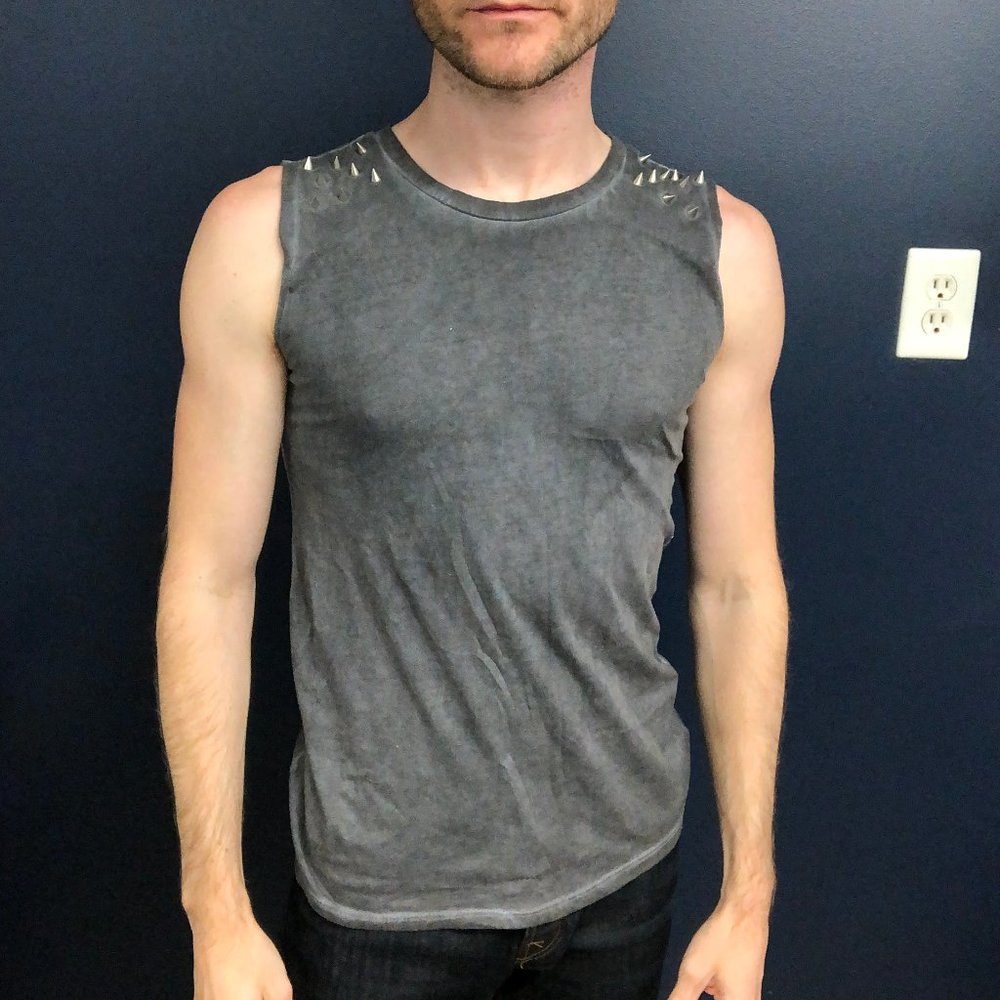 Forever21 grey stonewash tank with spikes